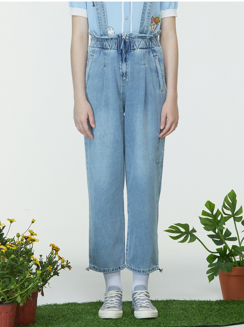 teenieweenie小熊卡通牛仔背带裤女2022夏季新款女牛仔裤 蓝色 165/m