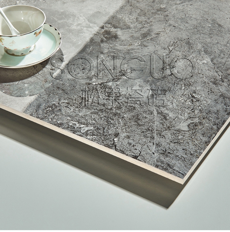 松果瓷砖 现代简约灰色通体大理石瓷砖深灰色卫生间厨房墙砖地砖客厅