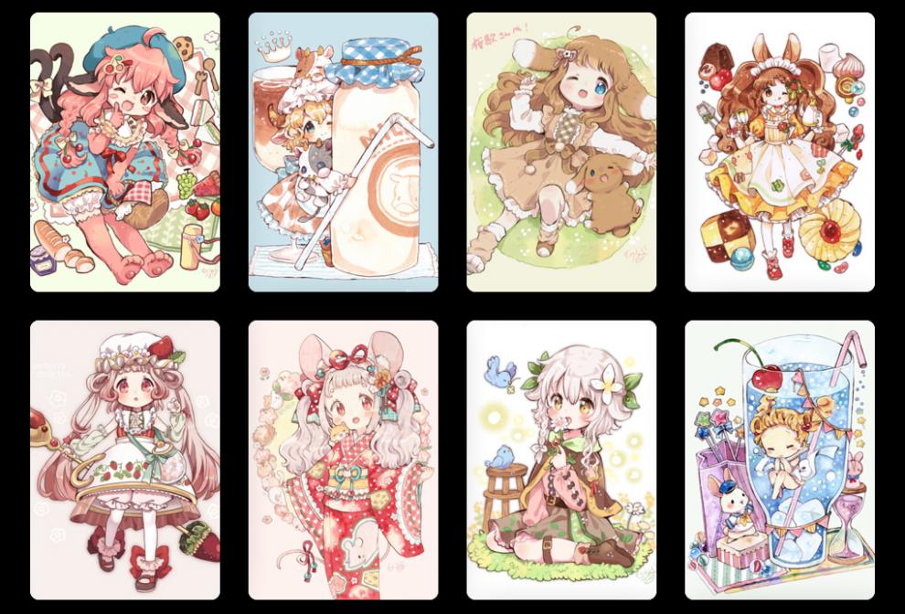 儿童人物绘画卡片46水彩动漫人物系列塑封美术临摹卡片少儿童男孩女孩