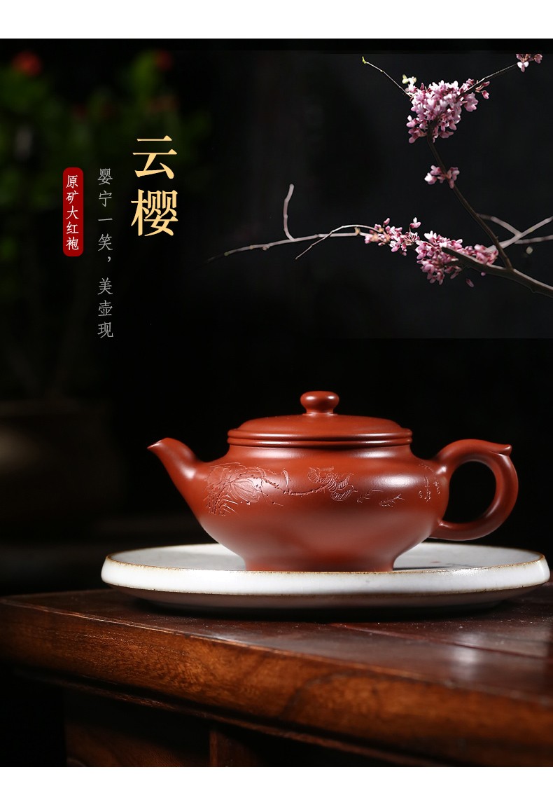 藏壶天下宜兴陶刻高工沈建康紫砂壶纯手工西施壶泡茶壶原矿大红袍茶具