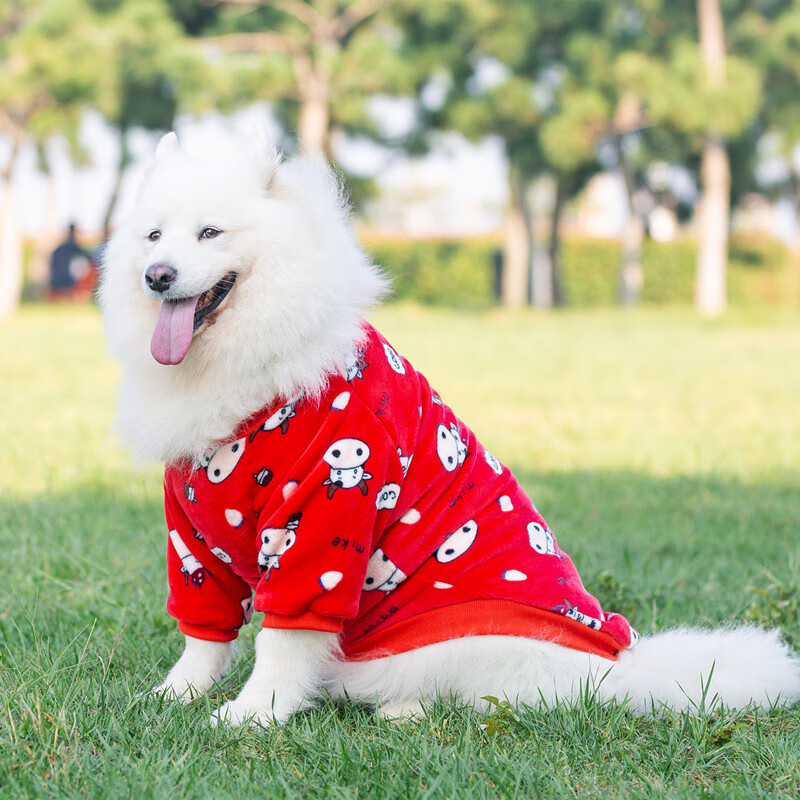 狗狗变身装金毛中大型犬德牧哈士奇萨摩耶加厚两脚秋冬装 大狗红色