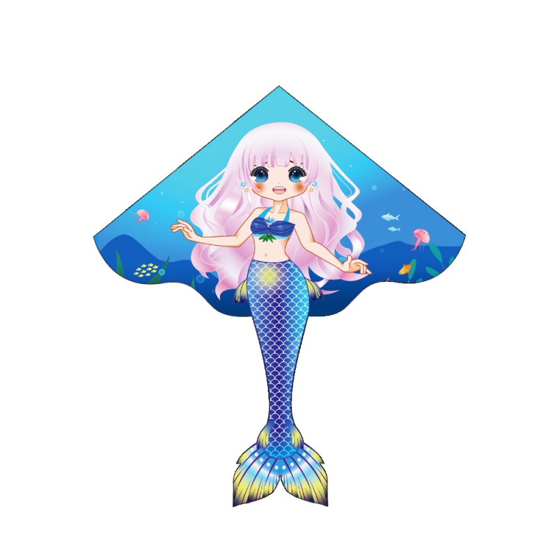 百特风筝新款美人鱼风筝潍坊儿童风筝卡通公主风筝女孩2022 蓝色
