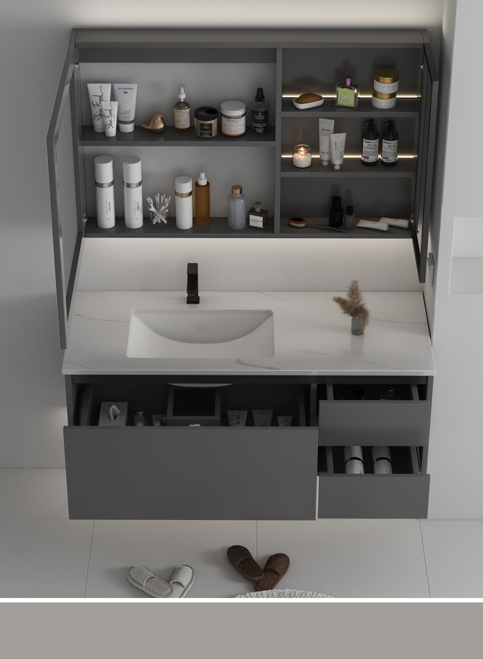 德国博致(bozo)浴室柜岩板台面盆卫浴柜洗手台盆洗脸台洗漱台池卫生间