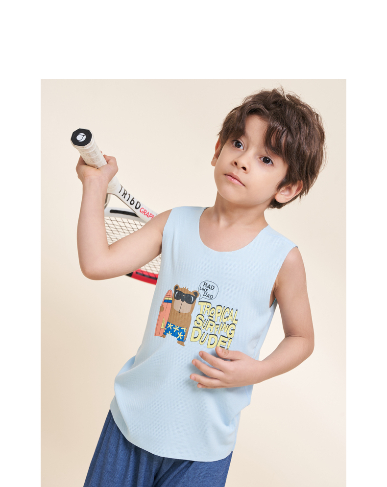 爱慕儿童背心上衣男童夏季新酷爽之夏男孩背心ak2118811 蓝色ak211881