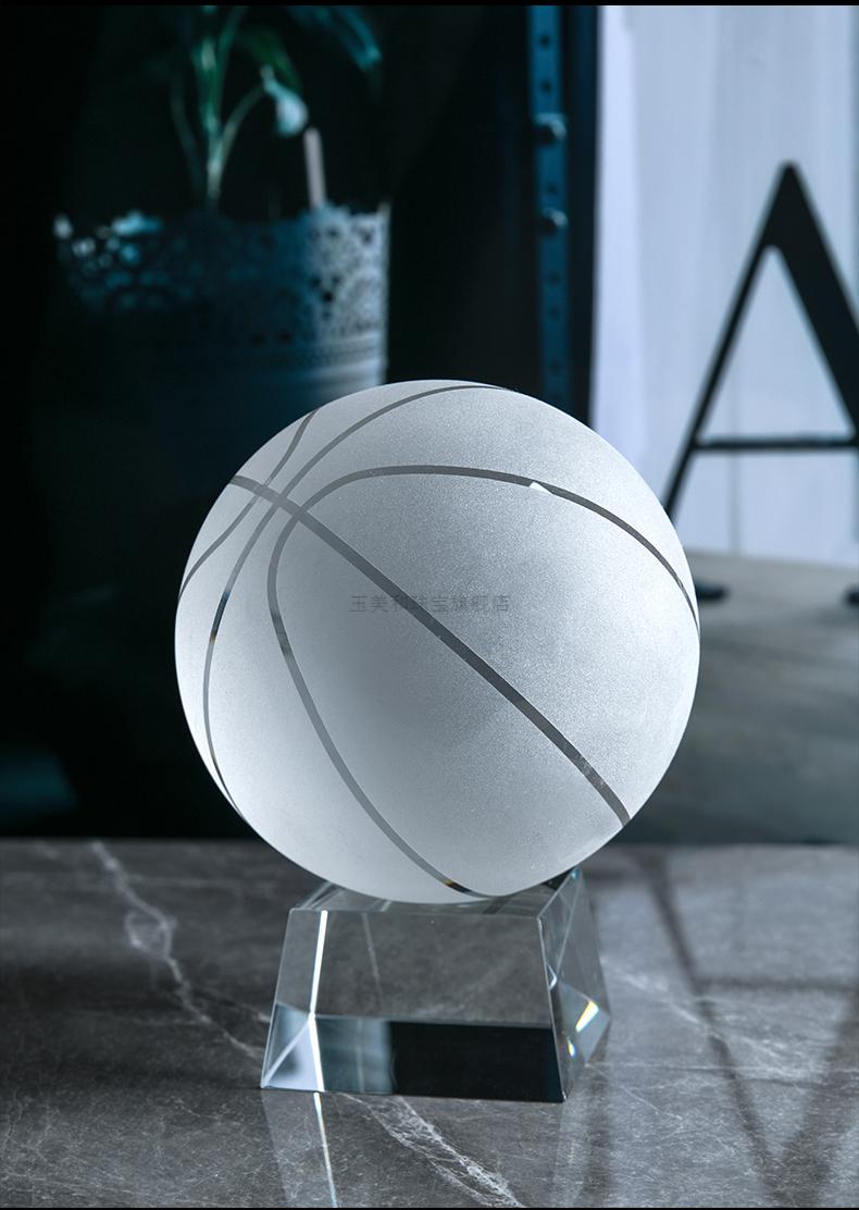 大小号白水晶篮球摆件 家居装饰品nba篮球男朋友生日礼物孩子玩具