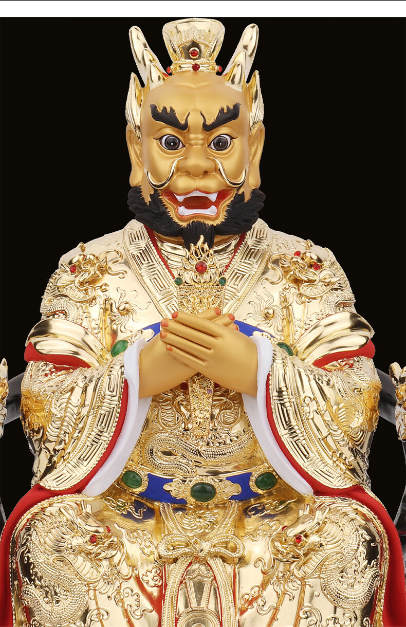 三漫陀木雕佛像坐海龙王贴金龙王爷神像五台山龙五爷广济龙王摆件坐海