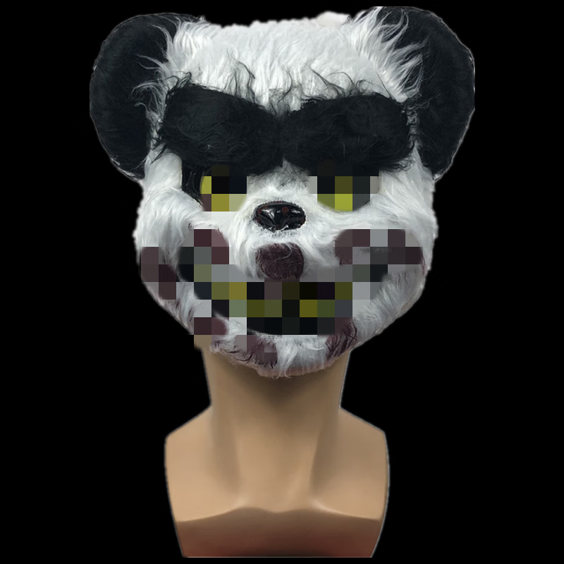 万圣节分子面具 血腥兔子毛绒面具男屋jk拍照道具网红棕熊头套全脸