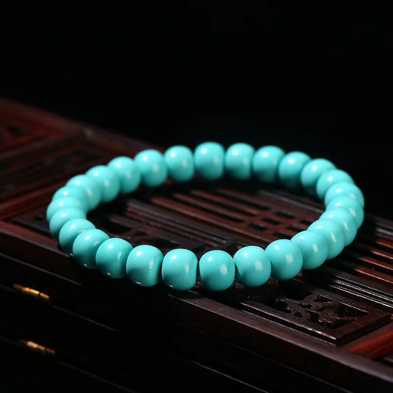高瓷蓝绿松石手链男女款散珠散珠配饰水晶珠宝手串