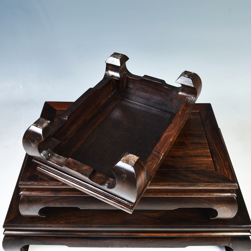 琴书侣木雕花盆景底座实木长方形鱼缸底座正方形工艺品摆件底座木托黑