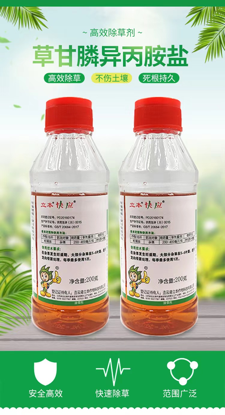 草甘膦异丙胺盐除草剂烂根除草烂根剂一扫光除草果园荒地专用200g