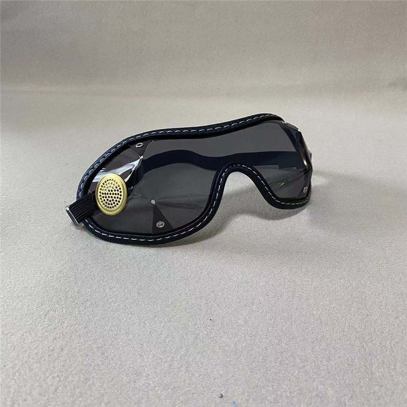 复古防尘防虫男女机车骑行皮框护目镜滑雪跳伞马术风镜绿野客黑框透明