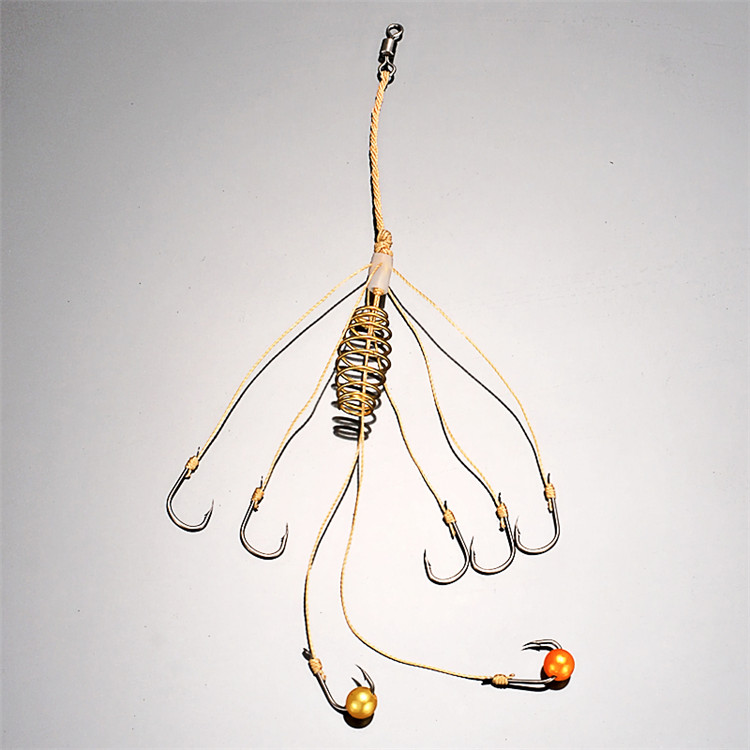 手工爆炸钩抛竿海竿鱼钩 防缠绕diy手绑钩小爆炸钩 4付装 【双尾型】