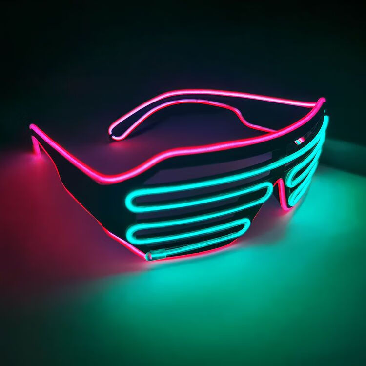 万圣节led发光眼镜酒吧男女派对道具抖音视频拍照气氛el闪光眼镜 双色