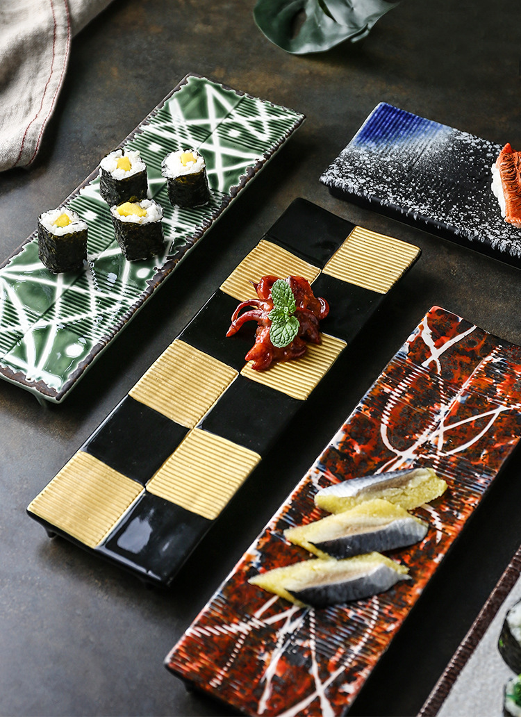 刺身拼盘长方日式出口收回日式陶瓷寿司盘刺身盘子餐具酒店餐厅平盘12