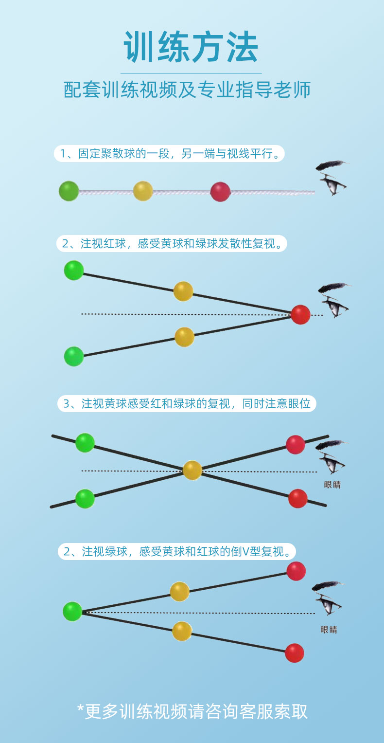 聚散球思明堂视力训练儿童斜视复视融合集合视觉视力训练三色球 亮面