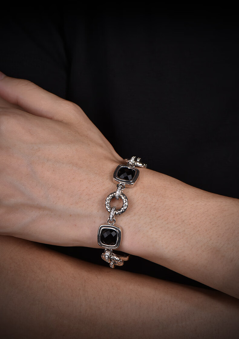 菲乐普轻奢品牌9手链男黑玛瑙个性潮时尚手串宝石手饰品送男友生日