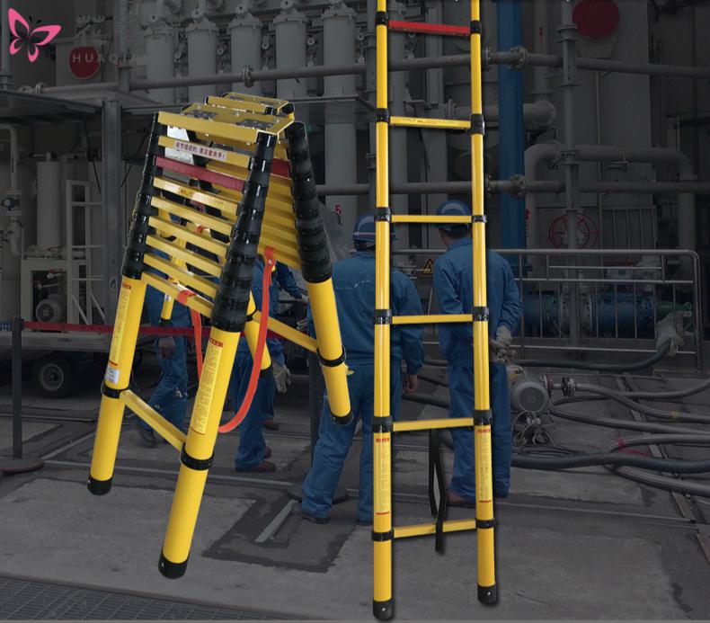 绝缘伸缩梯鱼竿梯人字梯玻璃钢电力电工施工梯35米4米梯子20米伸缩单