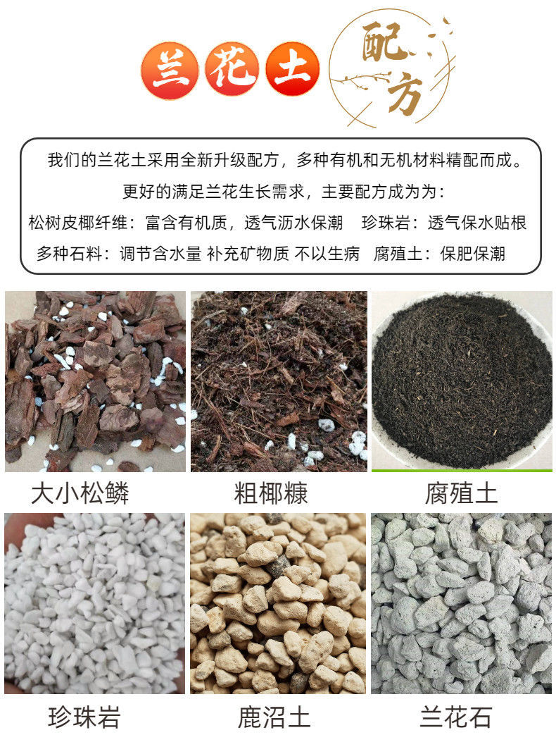 兰花专用土精配兰花土君子兰营养土松树皮配腐殖土花肥料透气疏松兰花