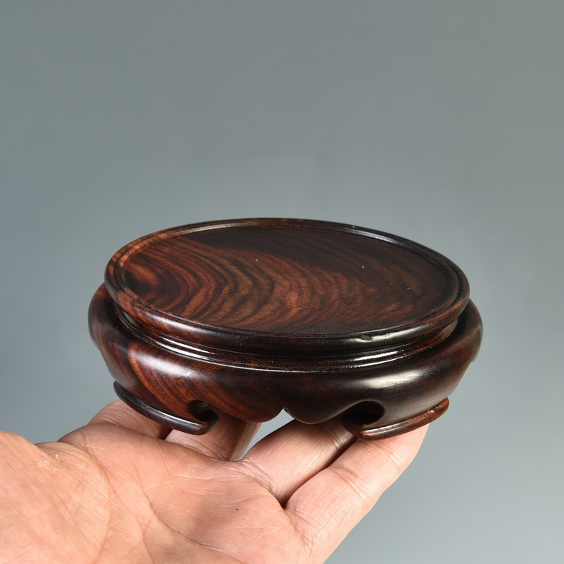 红木雕刻工艺品 红酸枝仿古底座天圆地方古董花瓶紫砂壶底座实木 天圆