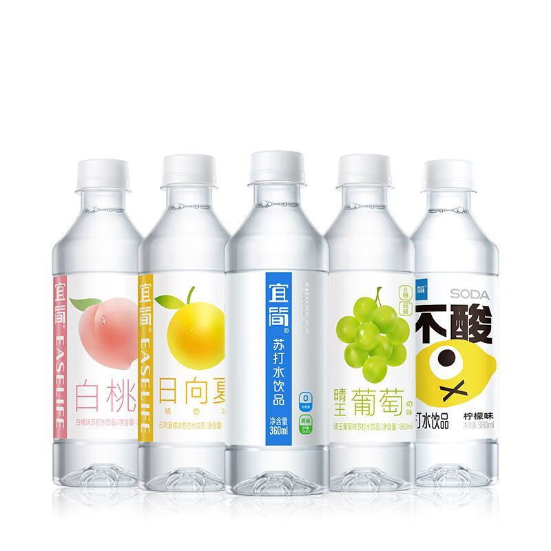 宜简苏打水360ml12瓶箱宜简无汽苏打水饮料弱碱水