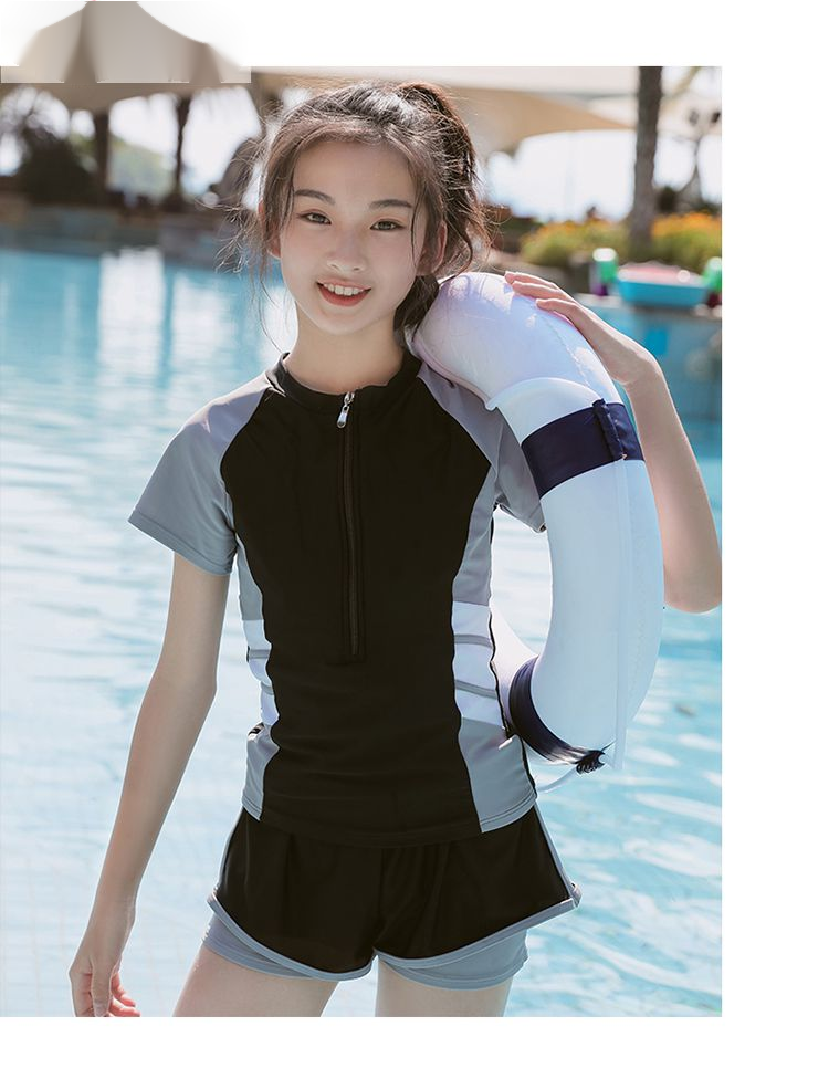 青少年泳衣女学生泳衣女中学生韩版女童泳衣中大童12