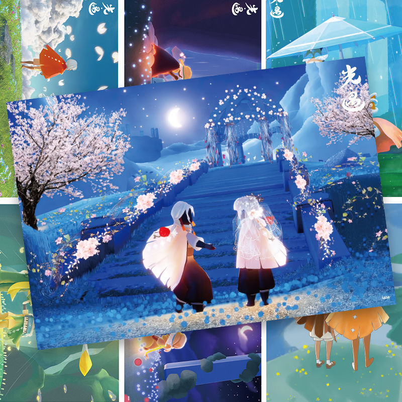 sky光遇海报墙贴 新款表演季游戏动漫白鸟白枭贴纸女孩子房间纸玫瑰