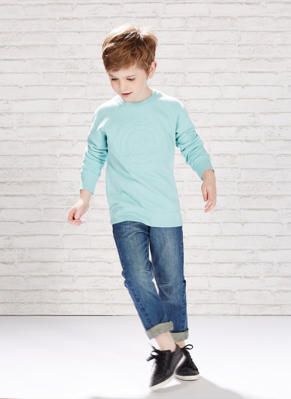 moomoo童装男童插肩袖印花套头卫衣290236 棉花糖白 150/72