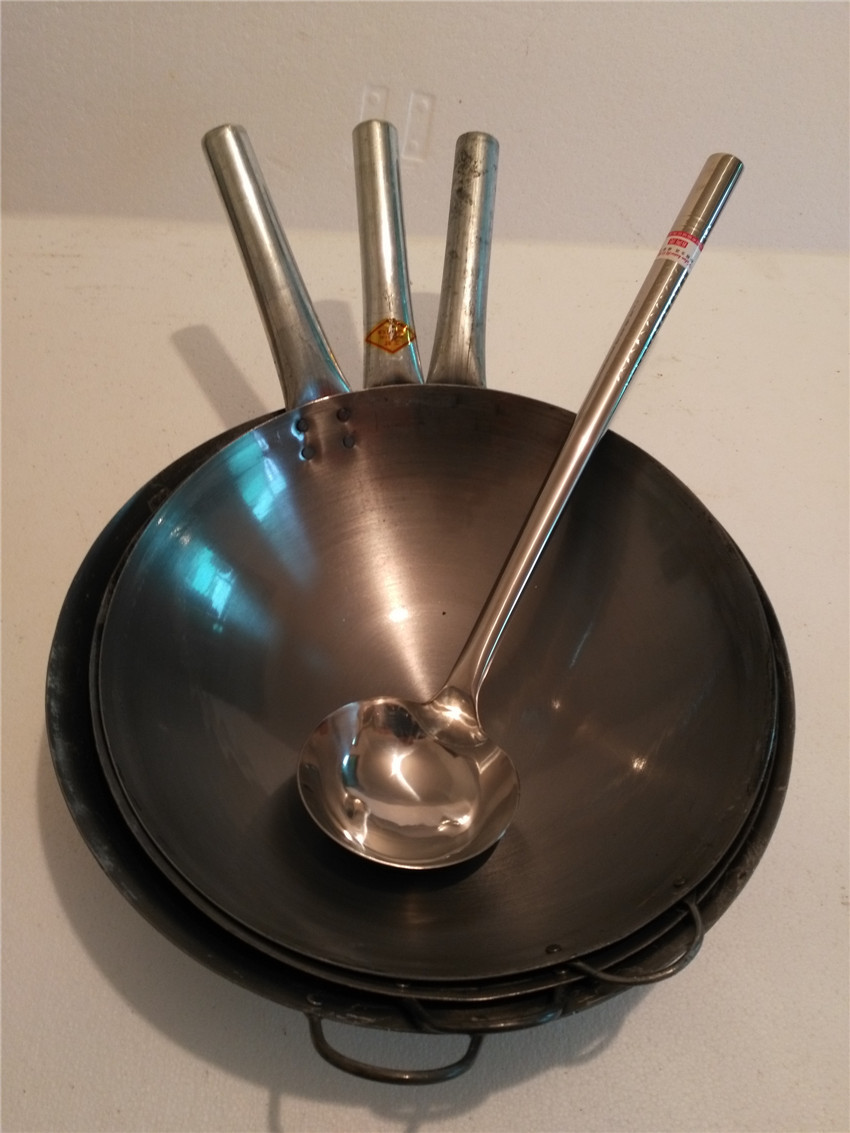 炒锅钢皮锅铁皮菜锅钢板锅饭店35蛋炒饭专用38轻40很轻便薄(37厘米