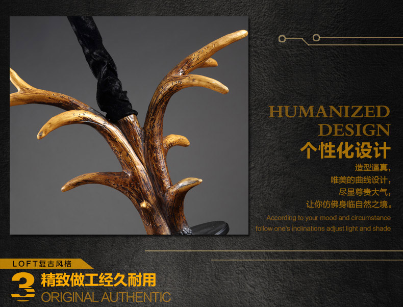 帕克丹顿 欧式创意个性别墅吊灯 复古美式乡村田园客厅餐厅书房酒吧台新鹿角吊灯 5头单层