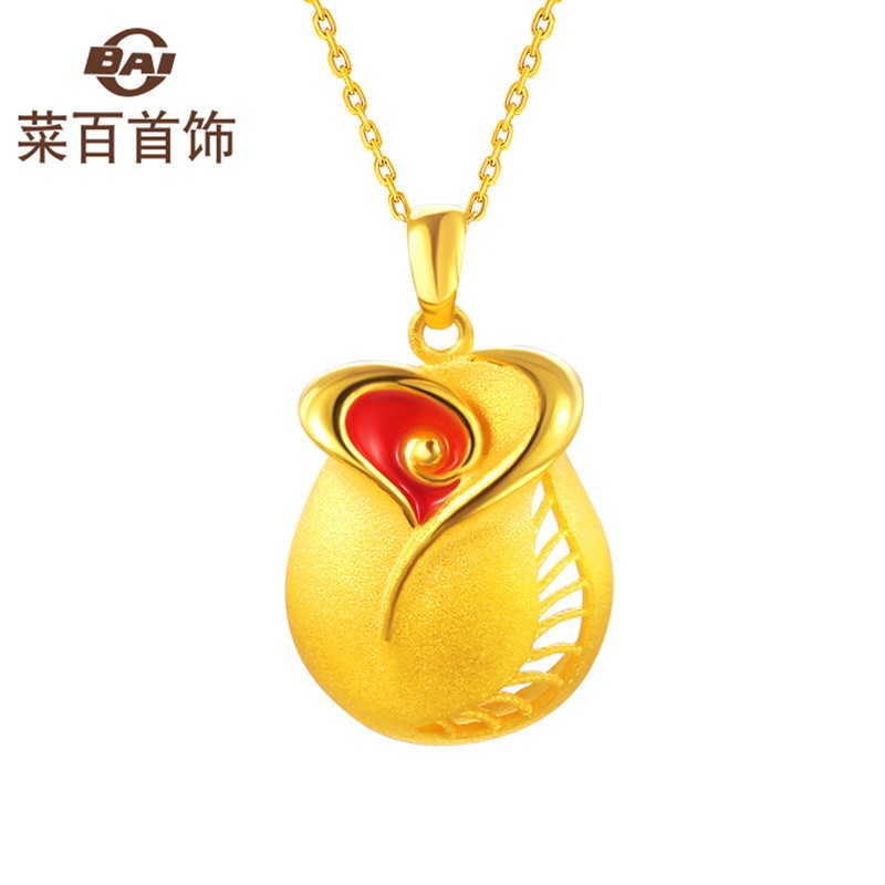 菜百首饰 黄金吊坠 足金烤彩镂空福袋吊坠 时尚女款吊坠项坠 计价 hj