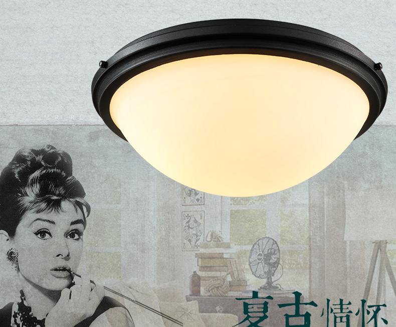 帕克丹顿 美式乡村吸顶灯 客厅餐厅卧室书房门厅灯  复古铁艺欧式灯具 走廊过道阳台吸顶灯 小号