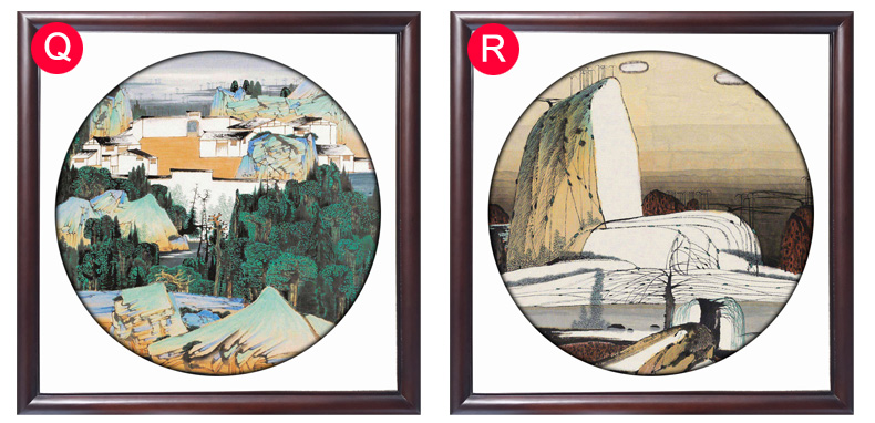 装饰画客厅现代卧室餐厅有框红实木山水墨花鸟风景远园圆景多图案田园 D 50*50cm/幅
