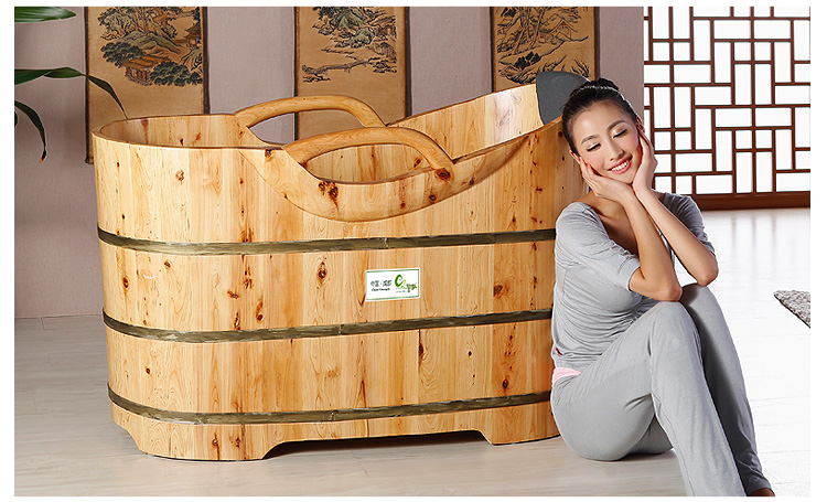 草季木桶香柏木侧边拉手桶 浴缸泡澡桶洗澡桶黄桶浴桶沐浴桶 香柏木
