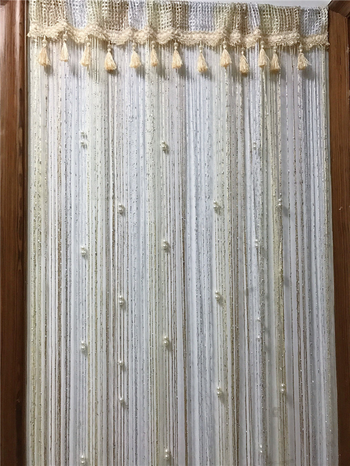 扁银丝珍珠线帘风水帘珠子窗帘门帘隔断玄关家饰 宽1x高2.