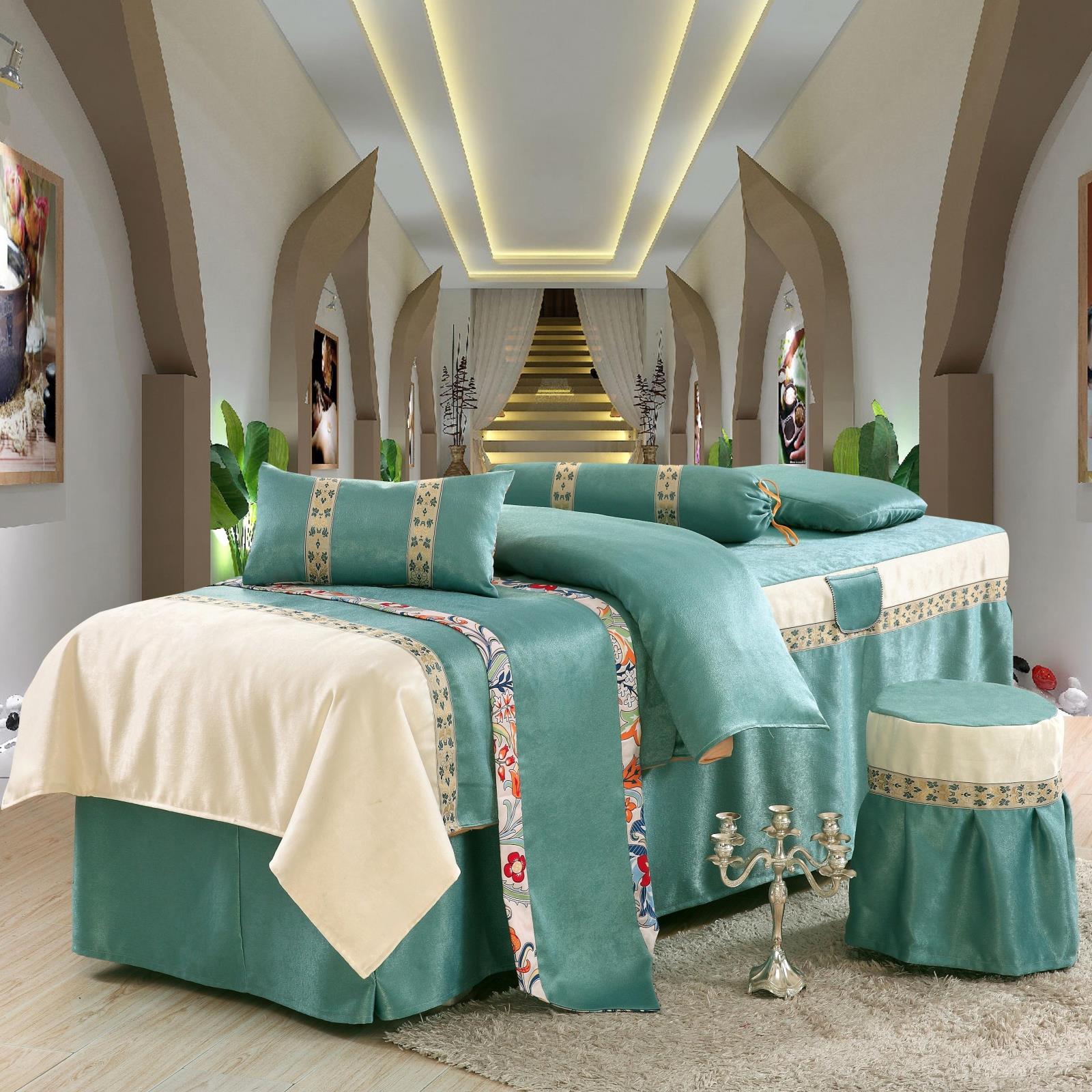 新款高档美容床罩四件套按摩美容美体床上四件套美容院专用可定做