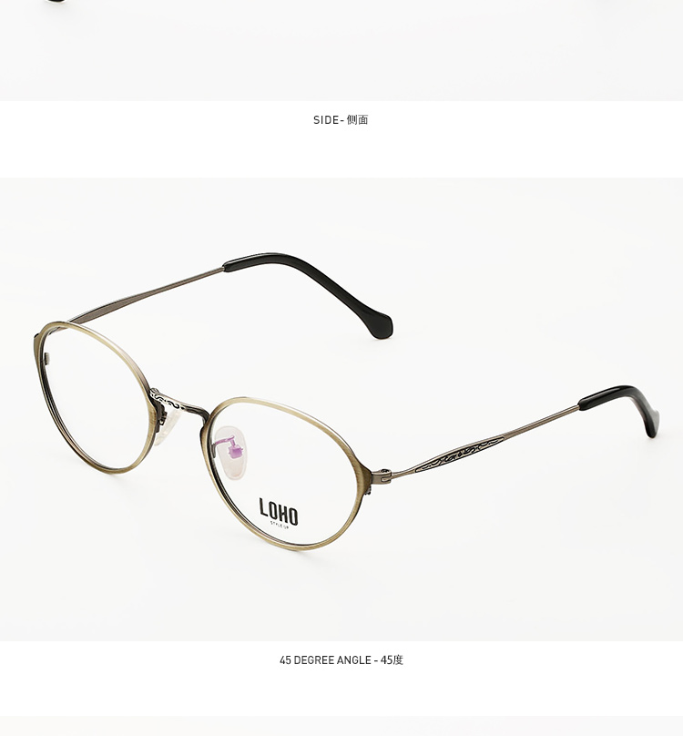 loho眼镜生活时尚椭圆近视眼镜框男个性百搭眼镜架女 js7807 枪色