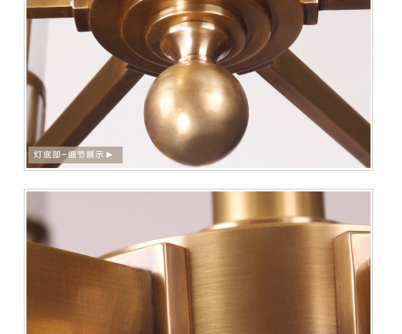 帝拿 现代全铜灯美式吊灯 欧式水晶纯铜客厅灯 简约书房吊灯灯具
