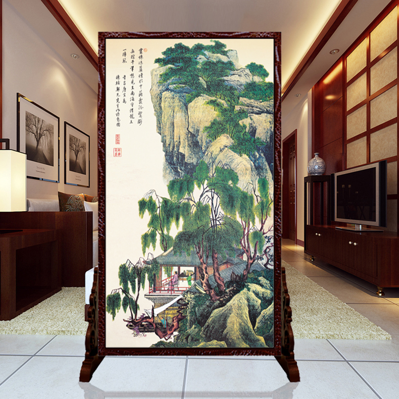 
                                        私人定制中式座屏 书房酒店隔断 办公室客厅双面屏风 022春风美景 160cm宽*180高 左镂空                