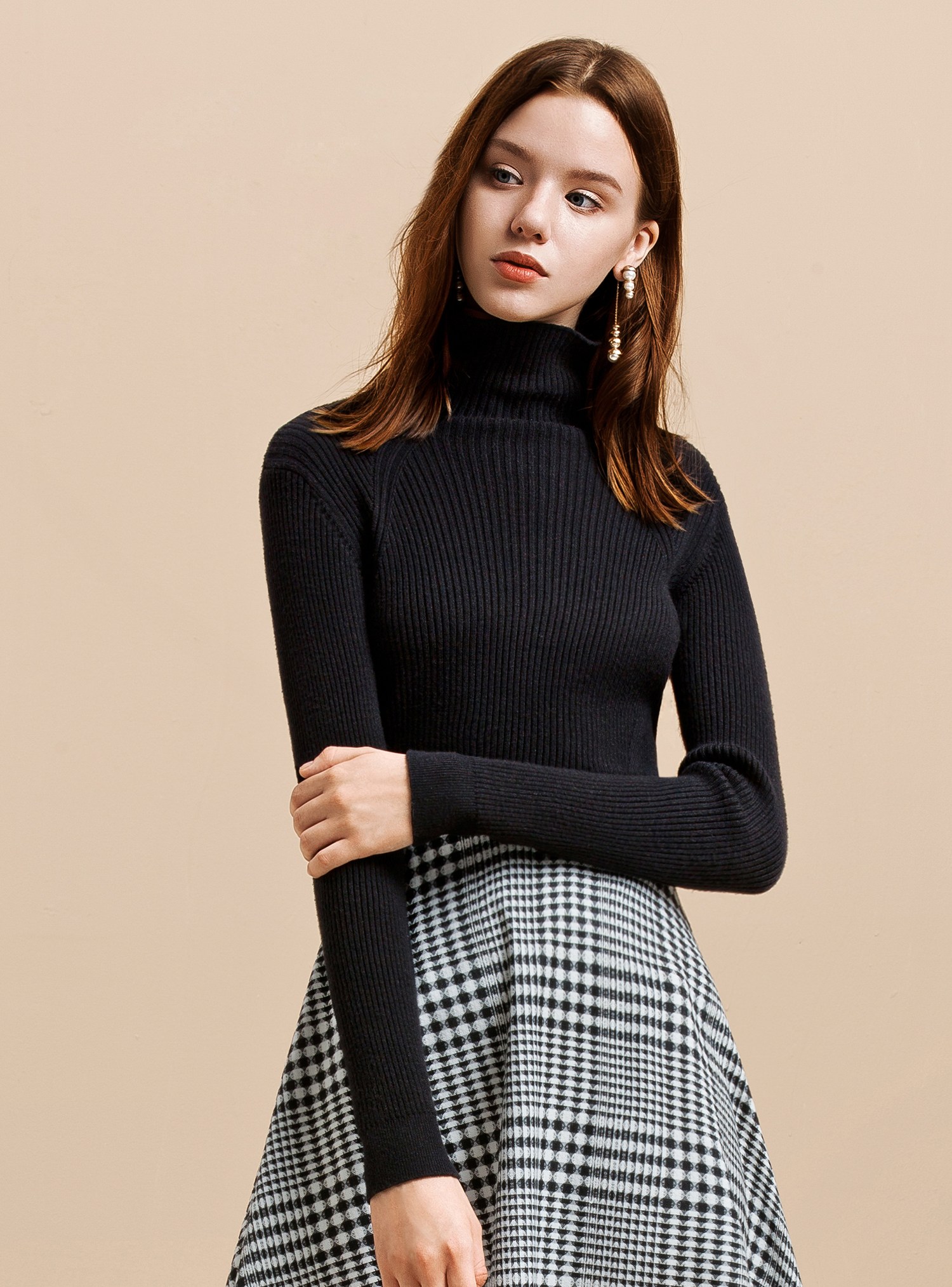 梦芭莎 优雅高领百搭保暖毛衫 464017417 桔色 xl_ 8折现价239元