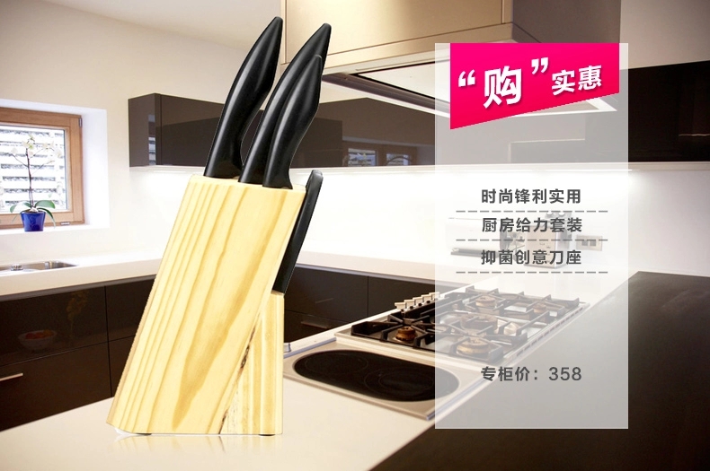 德世朗刀具 锋尚五件套刀具套装 实木刀座 钼钒钢 菜刀 料理刀FS-TZ001-5