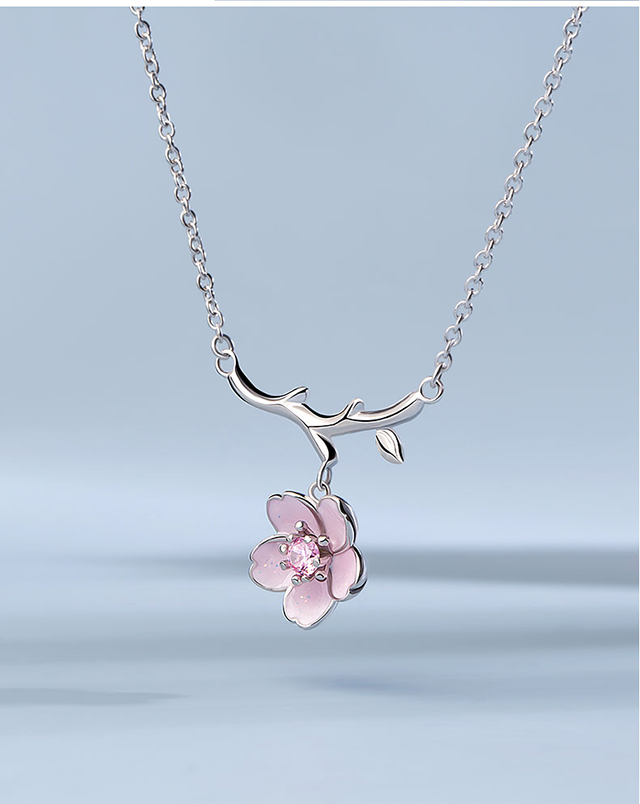 海盗船银饰pirateship s925银大樱花项链 日韩时尚气质甜美锁骨链送