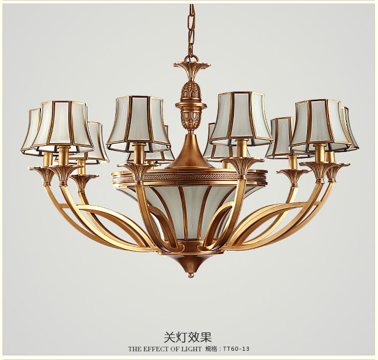 蒙特丽 客餐厅卧室吊灯TT99 美式乡村全铜灯具(B) 3头(66*40)cm