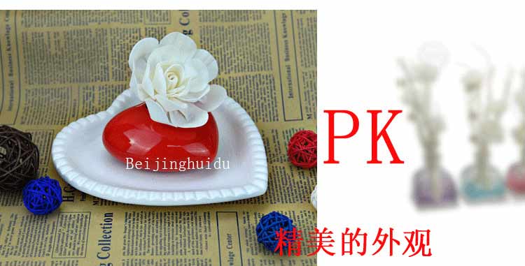 包邮无火香薰 香薰精油套装 心心相印红色陶瓷无火香薰精油套装 古龙