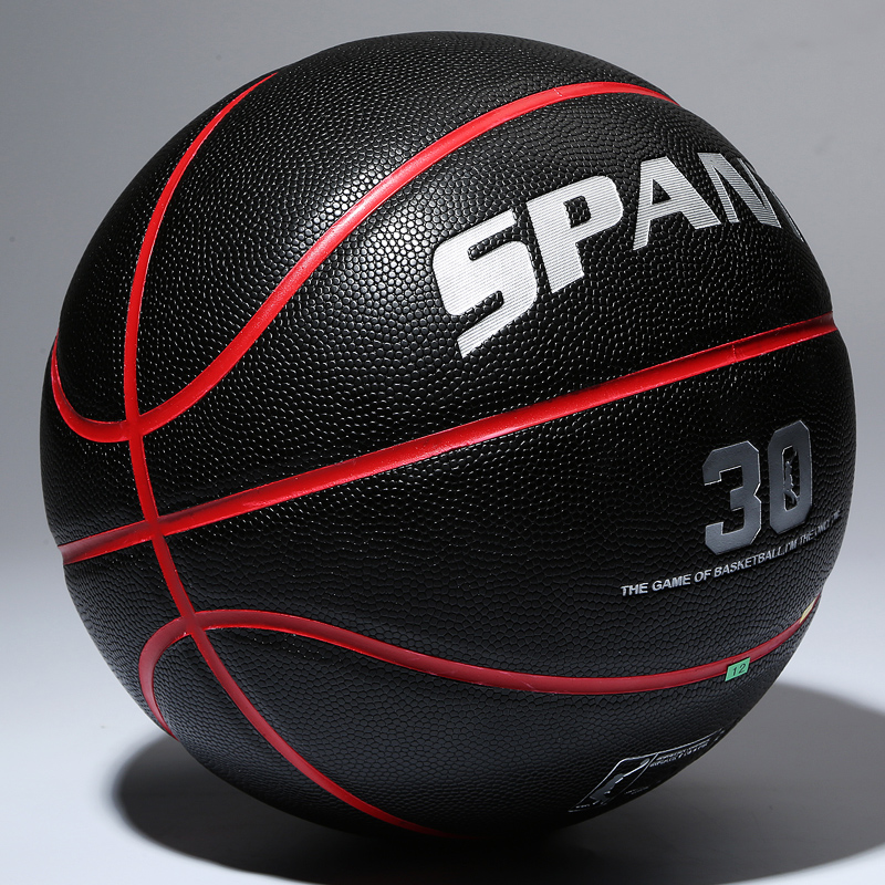 spant篮球室内室外pu比赛专用球 黑色(红边银字)