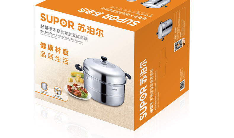 
                                                            苏泊尔（SUPOR）蒸锅304不锈钢大蒸锅复底大容量二层蒸笼32cm双层蒸鱼电磁炉通用SZ32B5                