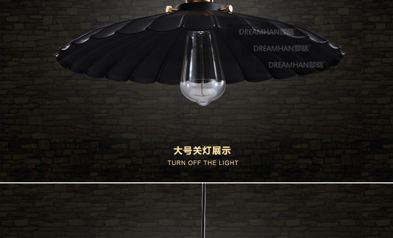 梦晗灯具 吊灯工业复古loft餐厅办公室铁制酒吧吊灯吧台灯餐桌灯 灯具 包邮Q811 中号36cm黑色+爱迪生光源
