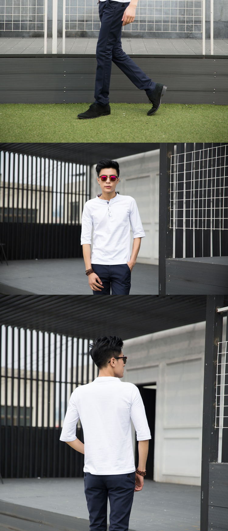 2015夏季男士男生大码五分袖t恤 加肥大码肥佬男立领中袖polo衫 白色