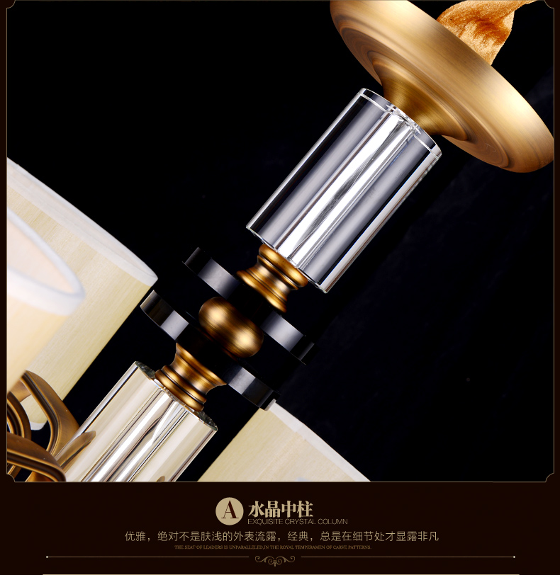 创琪 新美式吊灯欧式现代客厅灯卧室餐厅铜铁艺灯具 6头配LED光源(暖光)