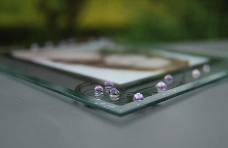 水晶玻璃相框透明摆台 7寸镶钻创意礼物婚纱照片儿童写真框相架 破损包赔两个包邮 7寸横竖可摆