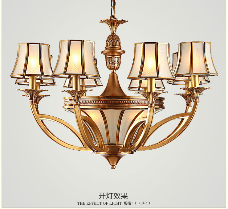 蒙特丽 客餐厅卧室吊灯TT99 美式乡村全铜灯具(B) 3头(66*40)cm